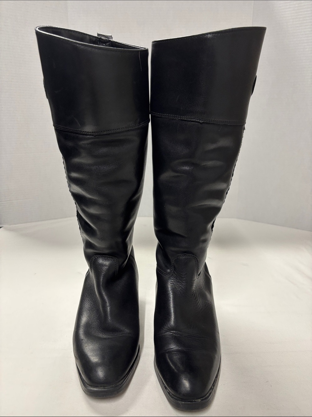 Black Leather Knee Boots